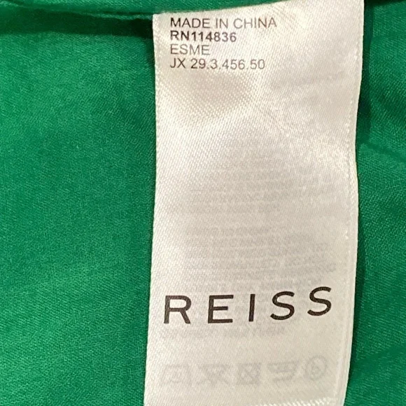 NWT Reiss Emerald Green Esme Linen Tie Side Midi Dress - Sz 2 - Picture 8 of 10